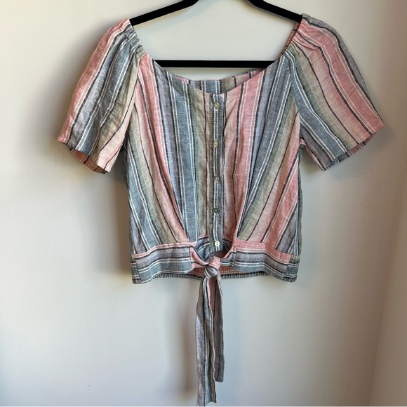 NWT DREW Pastel Rainbow Crop Blouse - Size Small - Picture 3 of 16